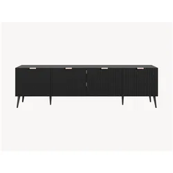 En.Casa, TV Möbel, Fernsehschrank Nand 180x35x51 cm Schwarz (180 x 35 x 51 cm)