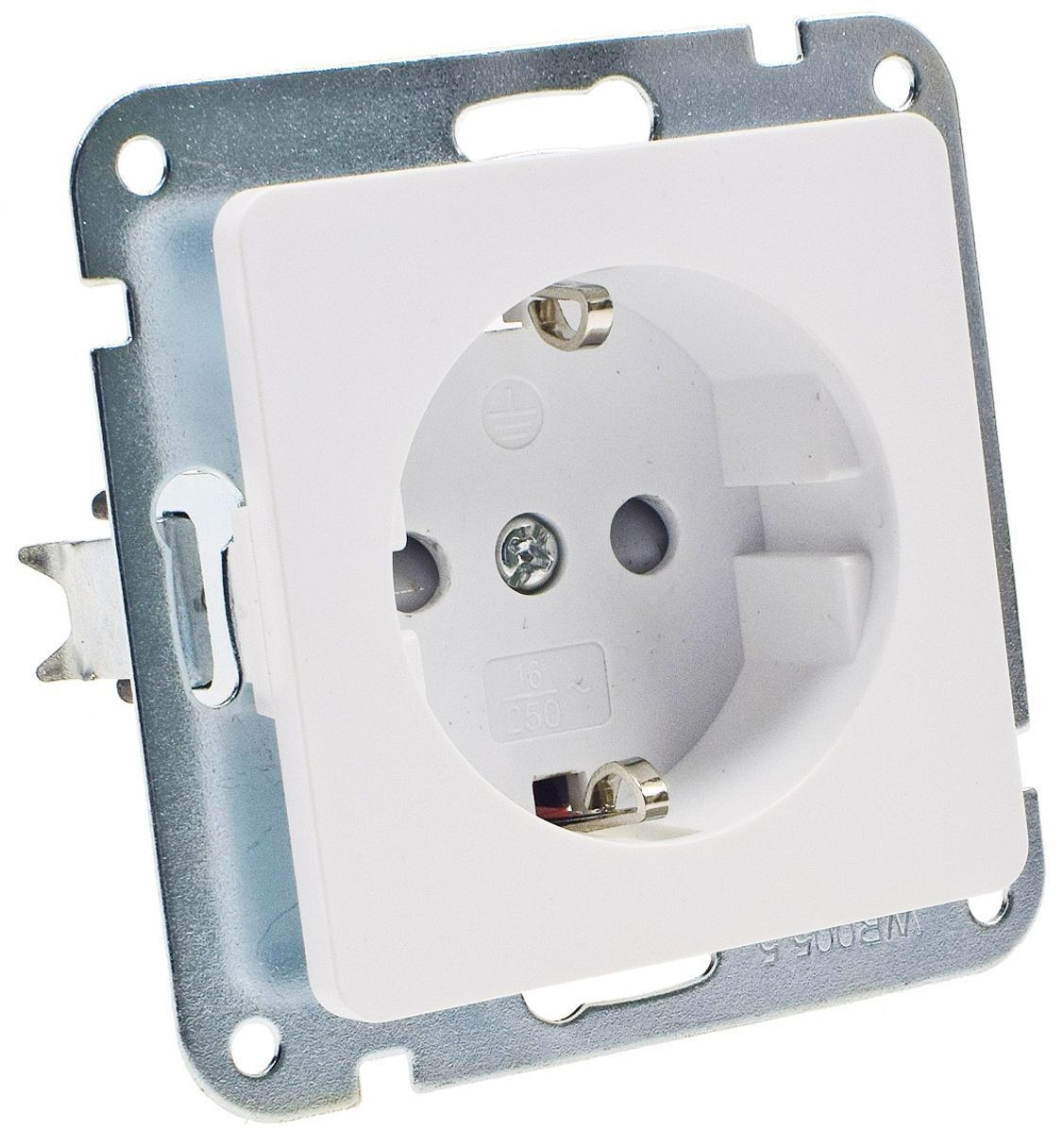 Chilitec MILOS beschermcontactstopcontact mat wit 250V/16A zonder frame met schroefklemmen