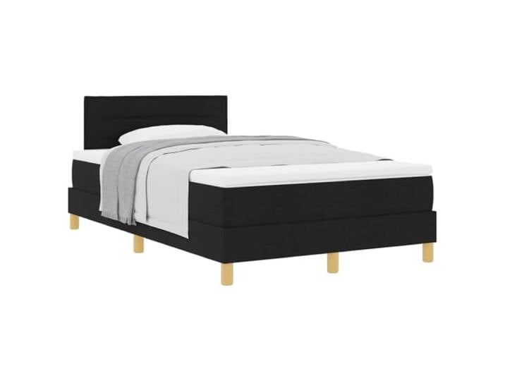 PUGYNBK Boxspringbett, 120 x 190 cm, Schwarz, Stoff Lattenrost aus Holz und Metall, manuell verstellbares Kopfteil, Schaumstoffmatratze mit Federn, stabile Beine