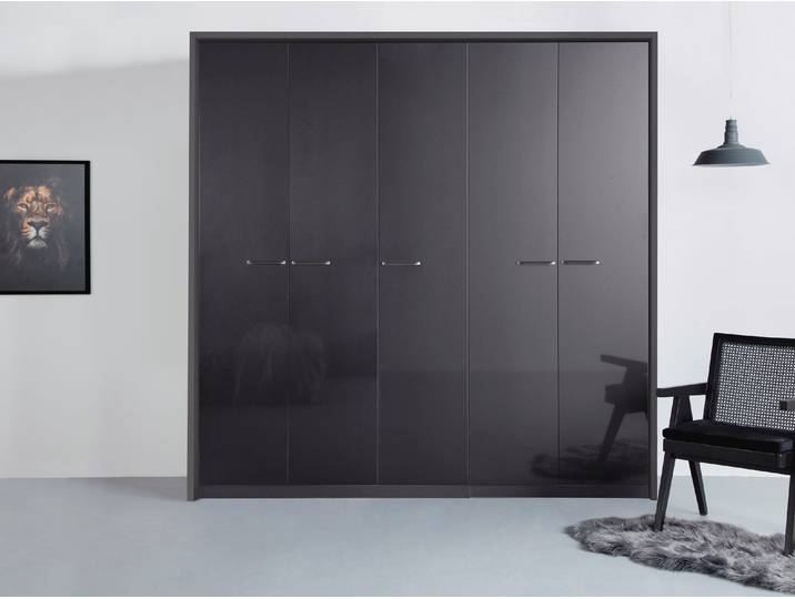 Drehtürenschrank, Grau, 230x231x58 cm, Holzwerkstoff, 5 Türen, Klassisch, Rauch