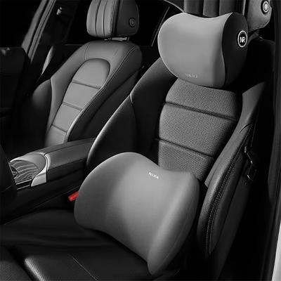 Combo Retail Shop Memory Foam Comfort Car Neck Pillow, Adjustable Shoulder Belt Pad For Neck Pain Relief grey 1set
