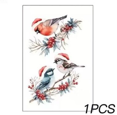 Uplifted Finds Christmas Bird And Tree Branch Window Static Stickers Set 1 Pc