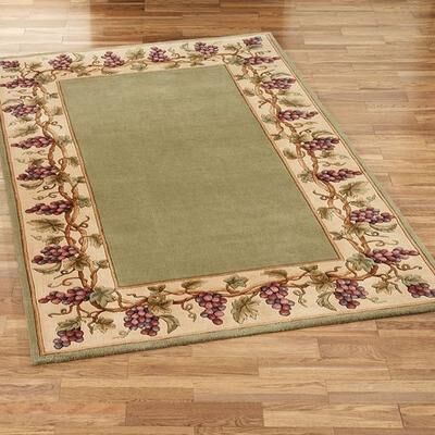 Kas Oriental Rugs / Exclusives "Napa Grape Border Rectangle Rug, 2'6"" x 4'6"", Sage"