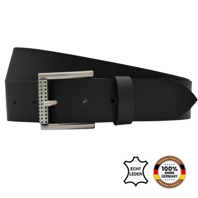 Ledergürtel ANNAMATONI "AnnaMatoni Herren Ledergürtel Zeitloses Design Gürtel 4cm breit", Herren, Gr. TW90 - 105cm Gesamtlänge, schwarz (schwarz790), 100% Leder, Gürtel Ledergürtel