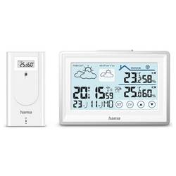 hama 00222228 Wetterstation Bahamas, mit Außensensor, Funk, Wecker, Raumklima, Weiß