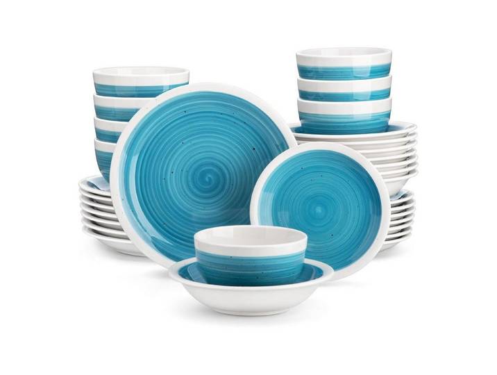 LuxusKollektion Kombiservice Kombiservice Steinzeug Tafelservice 32-teilig Geschirrset Ori-blau