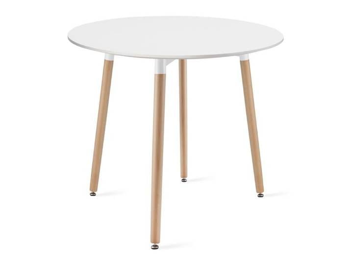 Table ronde KAMI 80cm - blanc / pieds naturels