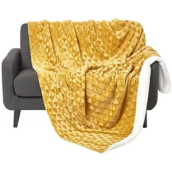 KUSCHELDECKE Sherpa 130/160 cm, Samtdecke mit Dreieckmuster
