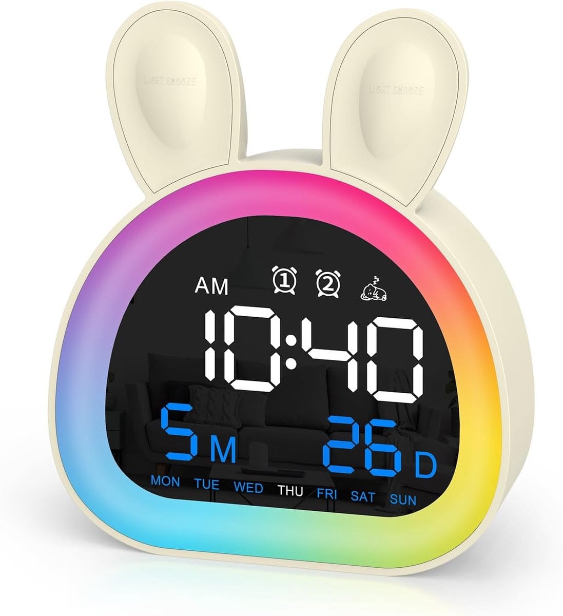 Bobypet Rabbit Kinderwekker met Nachtlampje en Bluetooth - Wit