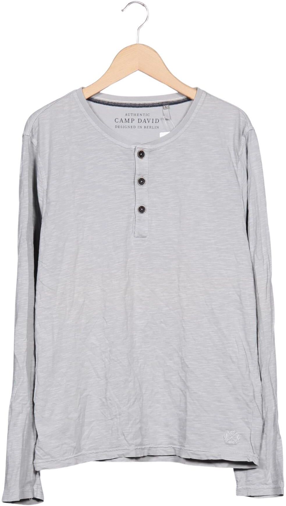 Camp David Herren Langarmshirt, Grau, Gr. L, Baumwolle - Second Hand