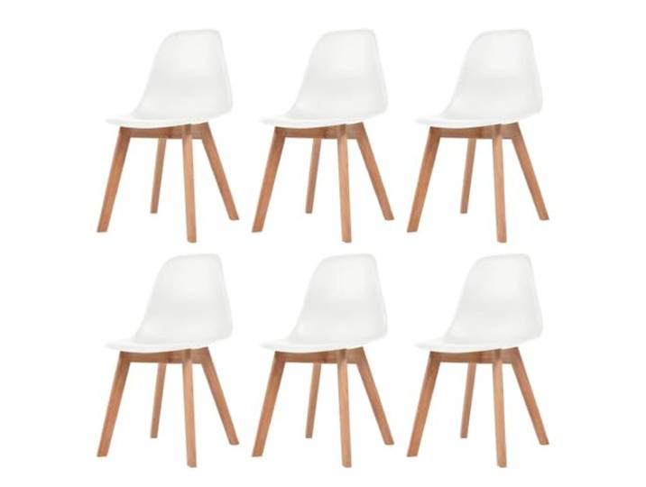 HEFZGDB Esszimmerstühle 6 STK. Weiß Kunststoff mit ergonomischer Rückenlehne und schmutzabweisender Oberfläche, robuste Massivholzbeine für Küche und Essbereich, modernes Design,