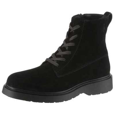 Schnürboots CALVIN KLEIN JEANS "COMBAT ESS LACE UP ZIP BOOT SU", Herren, Gr. 46, Textil, schwarz, Veloursleder, unifarben, Schuhe Schnürboots, Schnürstiefelette, Boots mit Anziehlasche