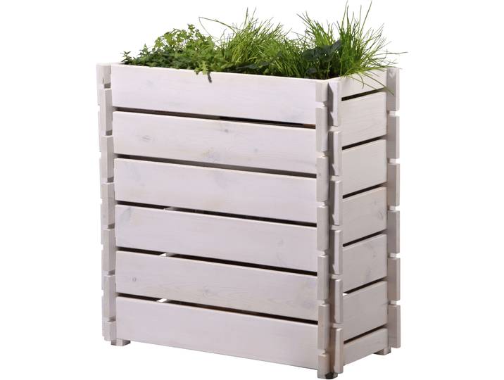 Hochbeet DOBAR, weiß, B:37cm H:79cm T:79cm, Holzwerkstoff, Pflanzgefäße, Hochbeet, Pflanzkasten mit Pflanzfolie, Stecksystem, Weiß