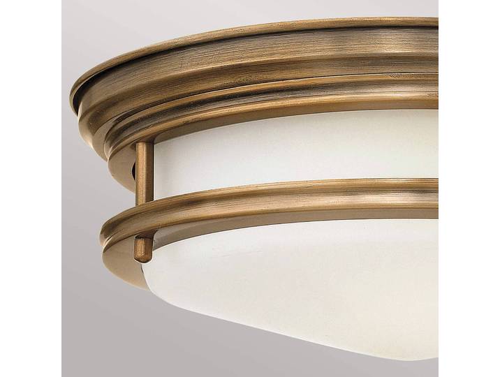 Quintiesse Außendeckenleuchte Hadrian, bronze/opalweiß, 31 cm, IP44 dimmbar, bronze / altmessing, Metall, Deckenlampe