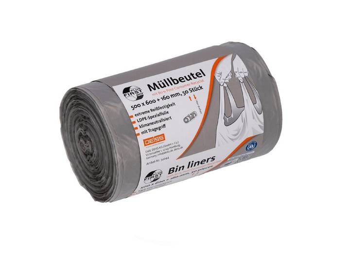 Deiss Papierkorb Müllsack FIRST PLUS 34044 30l grau 50 Stück (20 Stück)