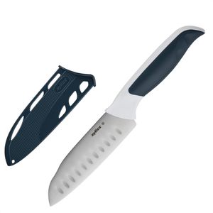 Zyliss Santokumesser Comfort E920214, 12 cm Edelstahlklinge mit Kullenschliff, Kunststoffgriff