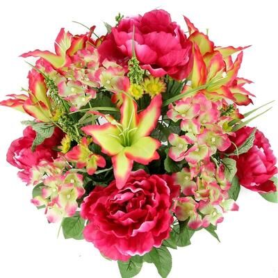 Admired by Nature 24-stem Faux Tiger Lily and Peony Mixed Bouquet