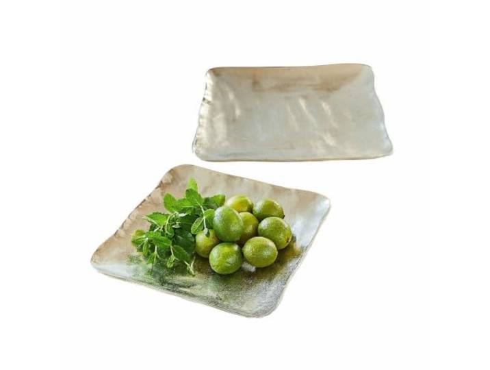 LOBERON Tablett 2er Set Pedeboscq, antiksilber Massiver Aluguss, Unebene Oberfläche, Glänzendes Finish