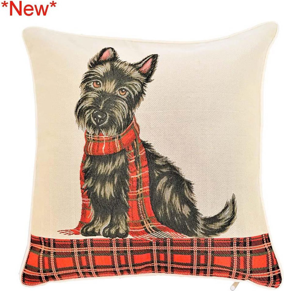 Signare Kussenhoes luxe gobelinstof Scottie hond Schotse ruit