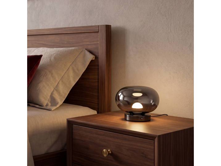 OSRAM Tischlampe Decor Satellite, dimmbar, alu / grau / zink, für Wohn- / Esszimmer, Glas, Modern, Tischlampe