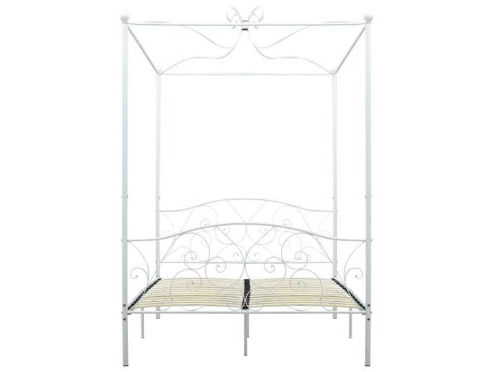 Lit Blanc - LEMON - Cadre de lit à baldaquin - Adulte/Enfant - Blanc Métal 120 x 200 cm FR944