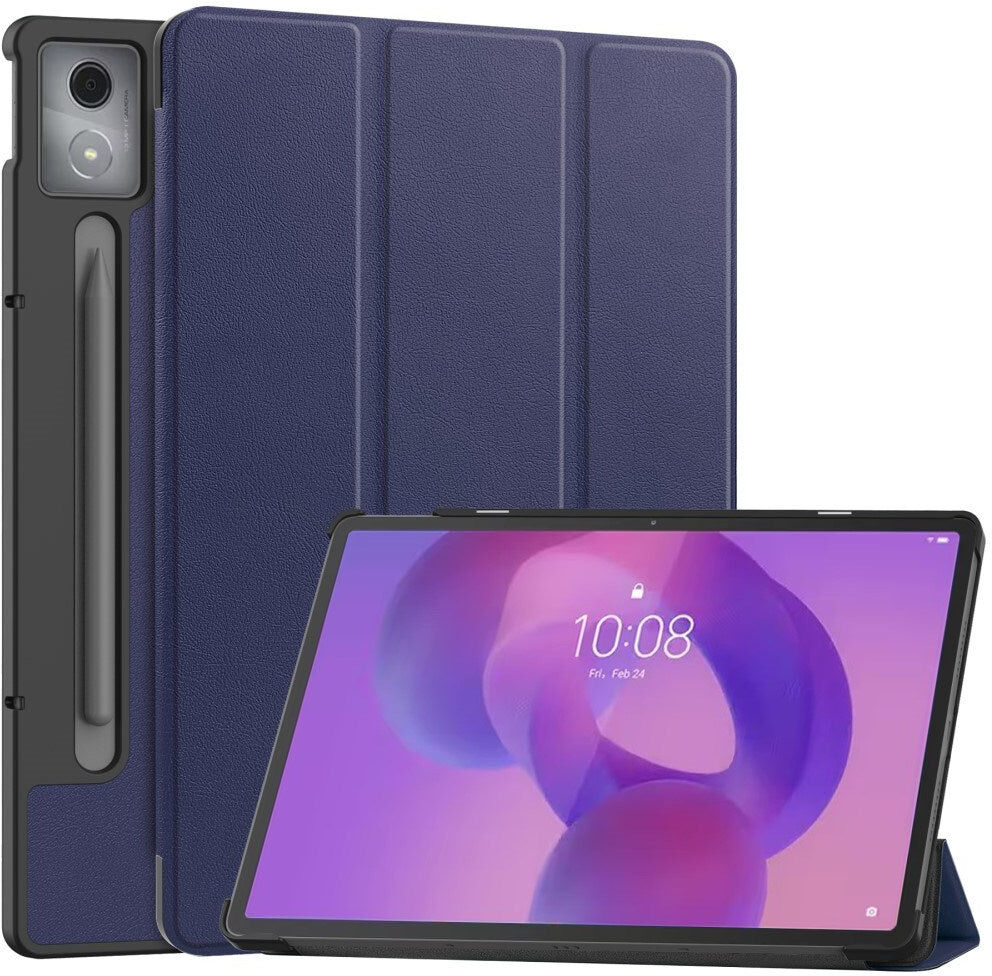 Lenovo IdeaTab Pro - EIDERWOOD Kunstlæder Flip Cover m. Ståfunktion & Pencil Holder - Blå