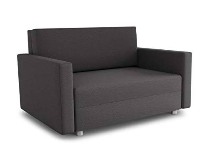 Sofnet - Bettsofa Pura Maxi mit Bettkasten (Dunkelgrau, Suedine 36) Polstersofa mit Schlaffunktion, Bettsofa, Sofa, Veloursstoff, große Schlaffläche, modernes Design