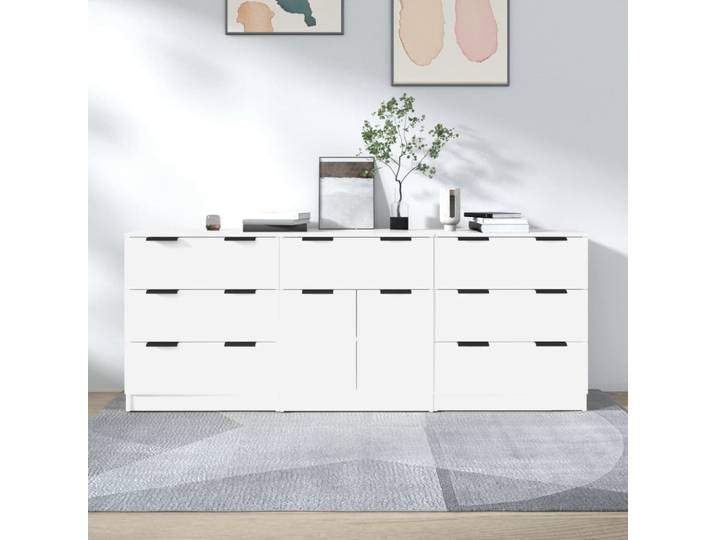 vidaXL 3-tlg. Sideboards Weiß Holzwerkstoff
