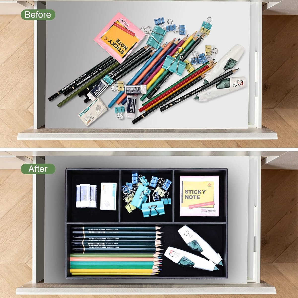 GORESE Valet Dienblad Leren Organizer voor Sleutels, Schrijfwaren en Sieraden - Zwart