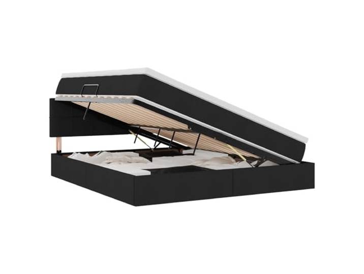 KKgypkn Modernes Stauraumbett 180x200 cm mit Matratze, Bettkasten Schwarz, hydraulischer Liftmechanismus, Spanplattenrahmen, Polyester-Headboard, mittelharte Matratze