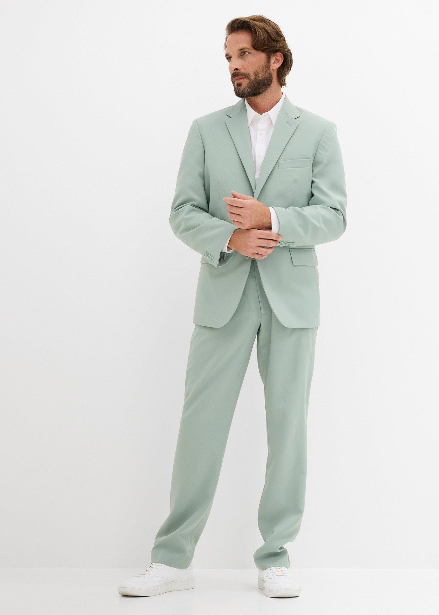 bonprix Anzug in Regular Fit (2-tlg. Set), grün, Gr.60, Klassischer Anzug mit praktischen Taschen und stillvoller Bequembundhose
