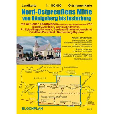 Landkarte Nord-Ostpreußens Mitte von Königsberg bis Insterburg, Sonstige von Dirk Bloch, Blochplan, 978-3-9822969-8-2
