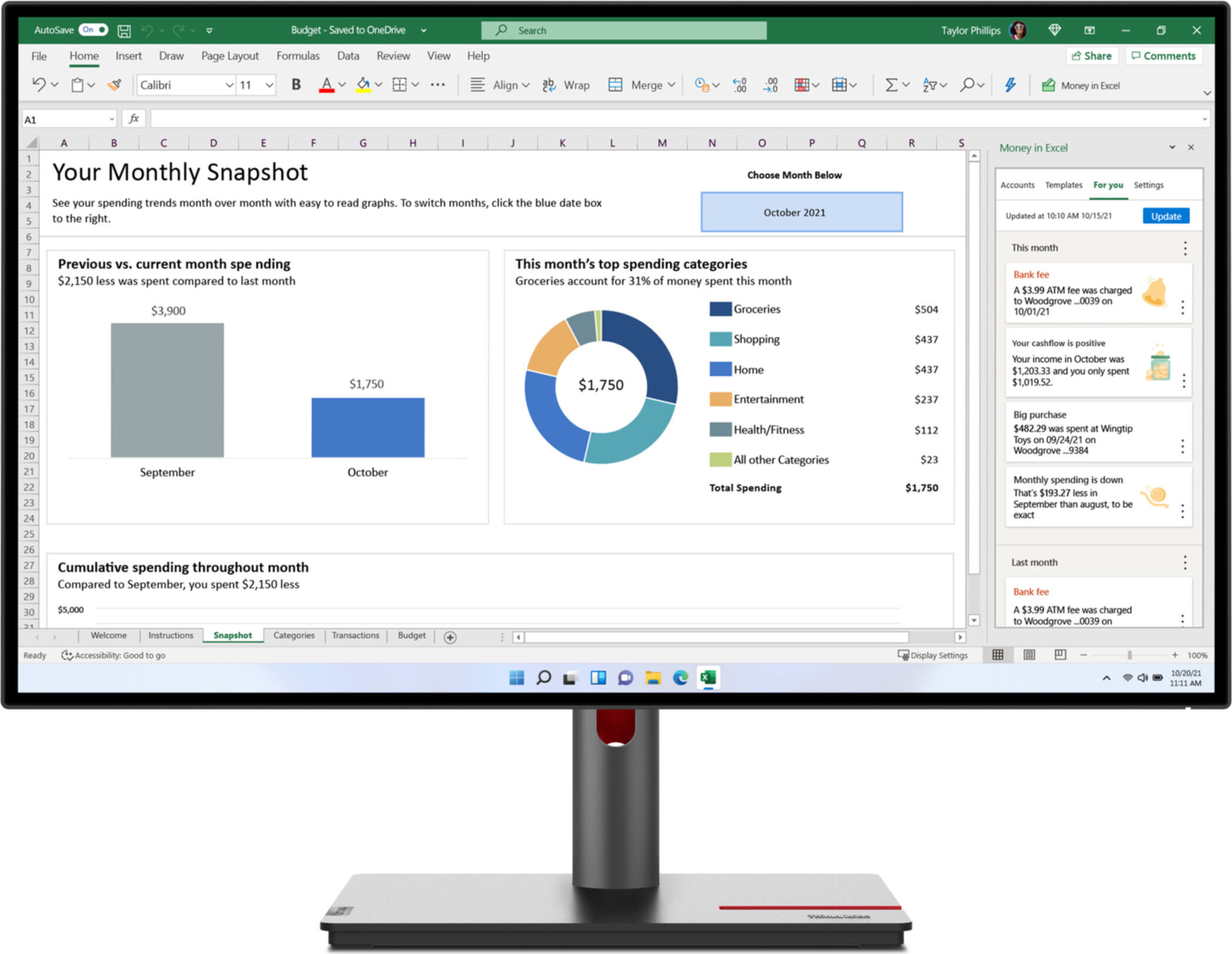 Lenovo ThinkVision P27h-30, 68,6 cm (27"), 2560 x 1440 Pixel, Quad HD, LCD, 6 ms, Schwarz