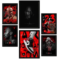 POSTER Set Mit 6 Ikonisches Jordan Grafiiti Rot & Schwarz A3 & A4 Schwarzer Rahmen