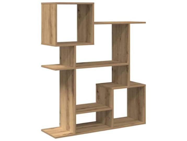 HKLGBVCR Regal, Raumteiler, Eiche, handgefertigt, 92 x 29 x 112 cm Versetzte Aufbewahrung, geometrisches Design, Technikholz, glatte Oberfläche, Wohnzimmer, Büro, Schlafzimmer, Keller