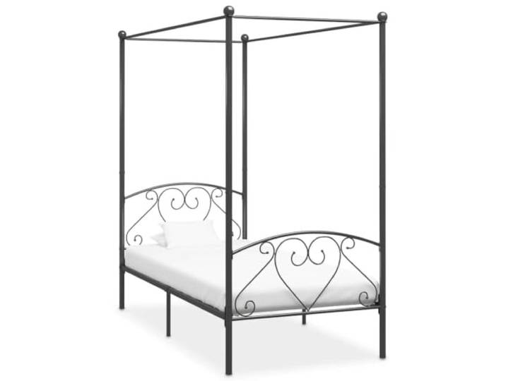 RJPLMFV Himmelbettgestell, Metall, Grau, 120 x 200 cm Ohne Matratze, Lattenrost inklusive, robust und langlebig, für Schlafzimmer