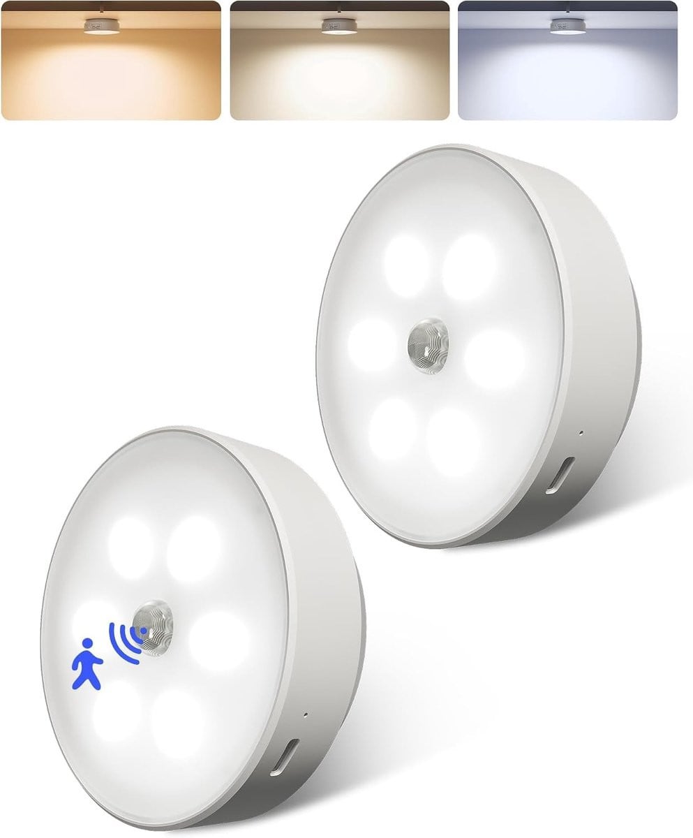 Set van 2 Dimbare LED Kastverlichting met Bewegingssensor en Drie Kleurtemperaturen voor Keuken en Meubels