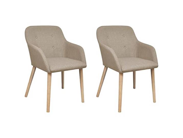 vidaXL Esszimmerstühle 2 STK. Beige Stoff und Massivholz Eiche