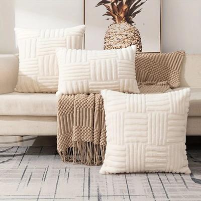 Friendly Fresh Finds Fur Plush Throw Pillow Covers, Soft Fluffy Luxury Cushion Pillowcase For Sofa Couch Decor white