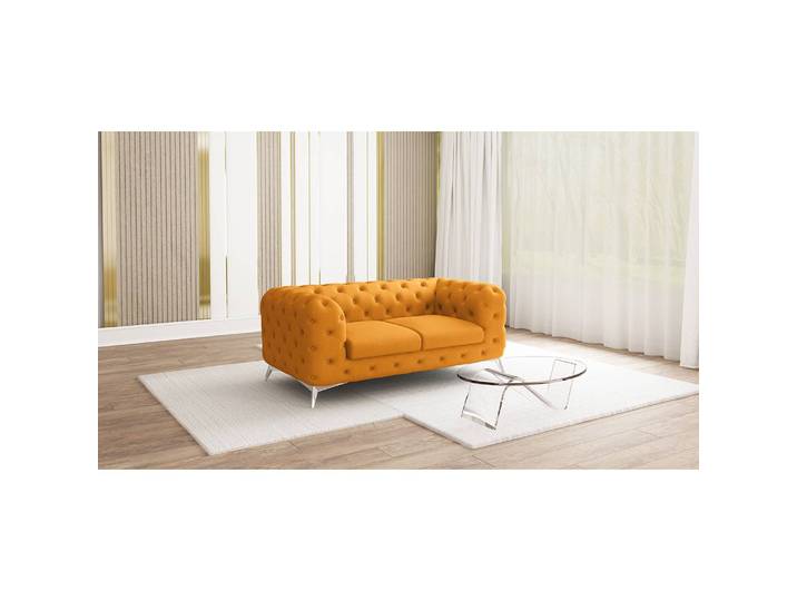 2-Sitzer Sofa Gelb Microfaser Enza 185 x 73 x 100cm Glamour