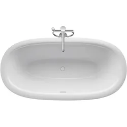 Duravit White Tulip Oval-Badewanne, freistehend, 2 Rückenschrägen, nahtlose Acrylverkleidung, 1600x800mm, weiß, 700468000000000