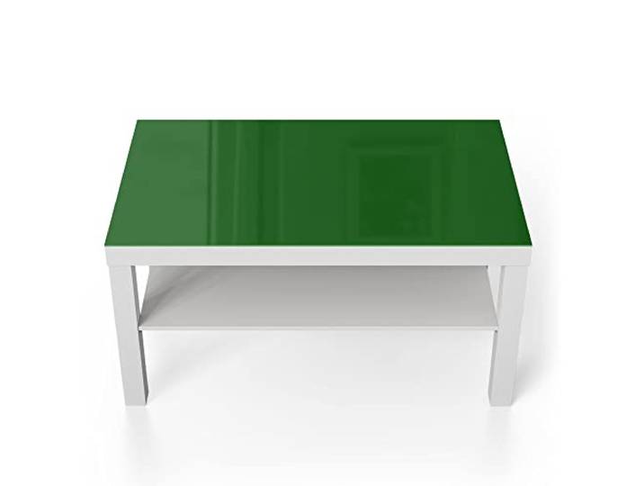 DEQORI Glastisch weiß groß 90x50 cm Unifarben - Dunkelgrün ausgefallener Beistelltisch aus Glas Hochglanz Couchtisch fürs Wohnzimmer moderner Couch Tisch mit Design