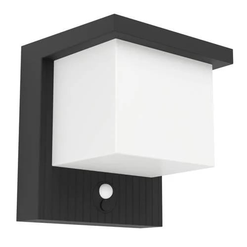 Eglo Frigento Solar LED Wandlamp met Bewegingssensor, Zwart, Hoogte: 15 cm