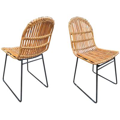 Rattanstuhl SIT "Sitges 2er-Set mit Rattan-Sitzschale und schwarzem Metallgestell", beige (natur, schwarz), B:56cm H:86cm T:48cm, Stühle, Rattanstuhl, Stuhl-Set mit natürlicher Rattan-Sitzschale und modernem Kufengestell