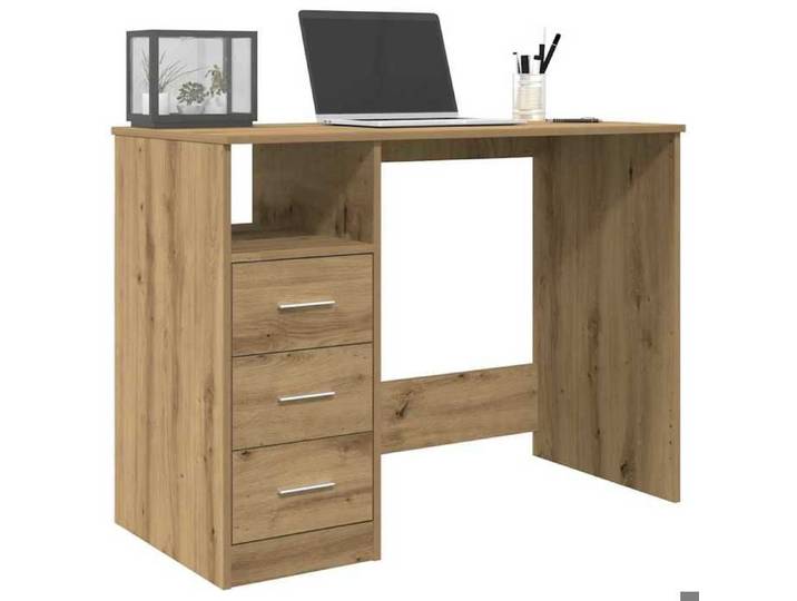 13078 Bureau MEUBLECHIC Brun Table à écrire - 1 PERSONNE - chêne artisanal 102x50x76 cm bois d'ingénierie（Printemps/été soldes）