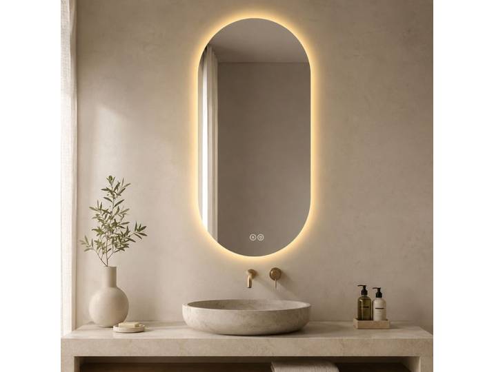 Miroir Salle de Bain Ovale 120x60 cm Miroirs Mural avec LED antibuée fixé au Mur Intelligent d'écran tactile