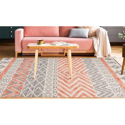 Teppich ARTE ESPINA "Ethnie 100", orange (grau, apricot), B:120cm H:10mm L:170cm, Baumwolle, Teppiche, Teppich, 3D-Design, Kurzflorteppich, Ethno-Design