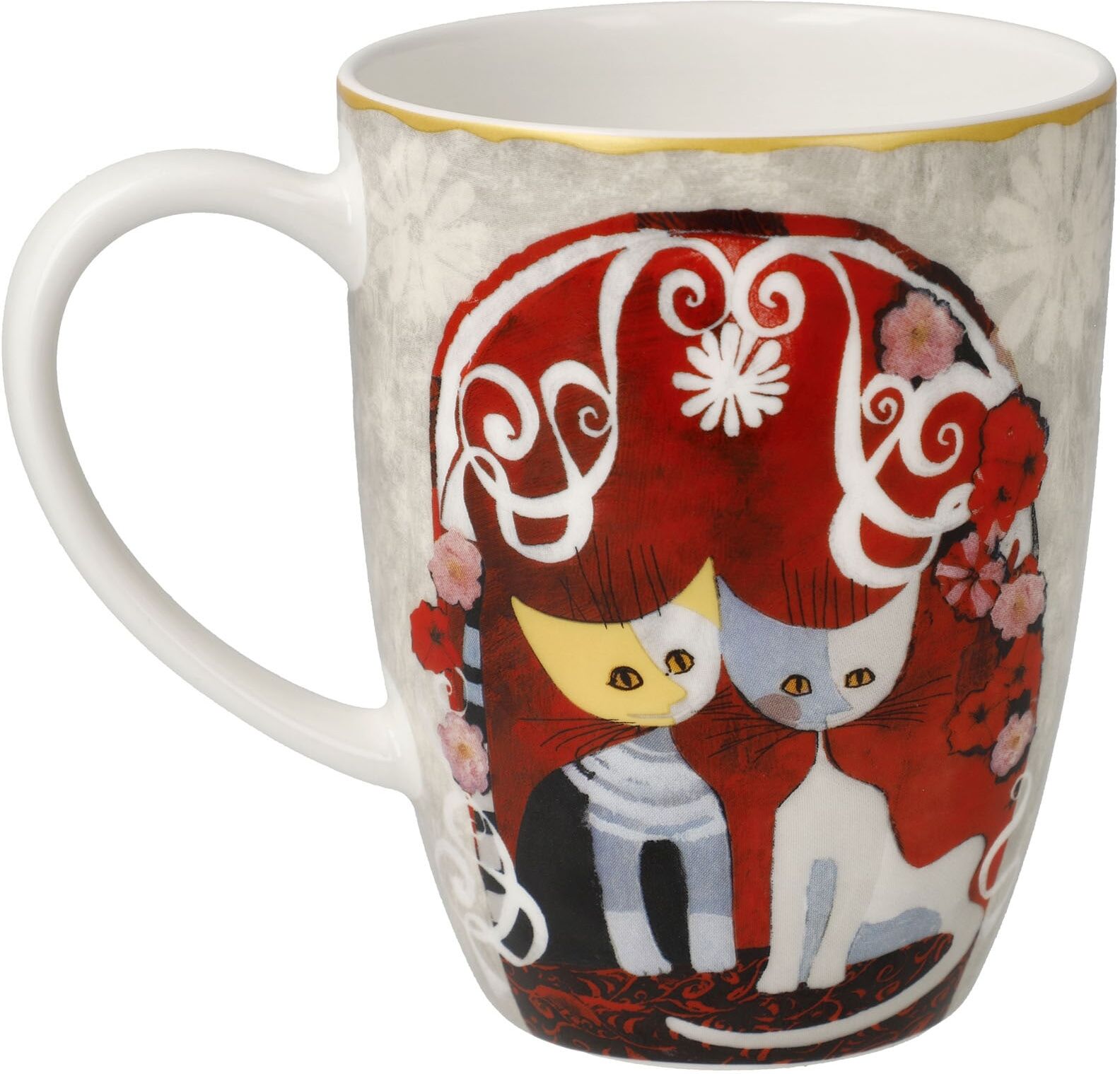 Tasse GOEBEL "Künstlertasse R. Wachtmeister -Templi dell' amore", bunt, B:9cm H:11cm, Porzellan, Trinkgefässe, Tasse bunt 11cm, 1 Stk.