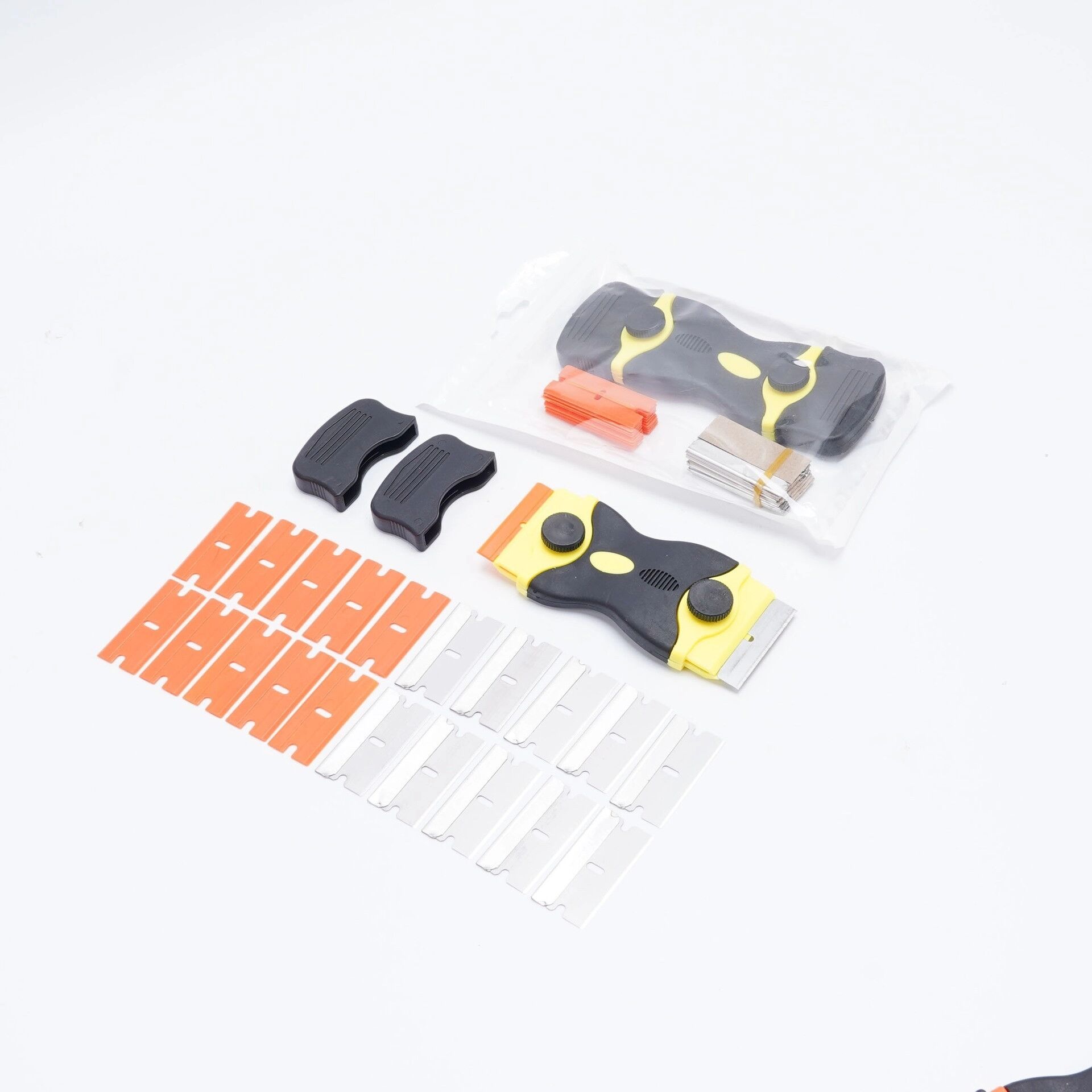 INF 21-teiliger Dual Head Reinigungs-Metallschaber - Klebstoffentferner & Car Wrap Werkzeug Gelb