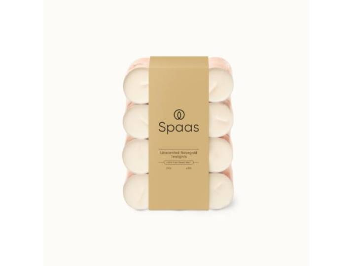 Spaas 24 Unparfümierte Teelichte in roségold Tasse, ± 6 Stunden